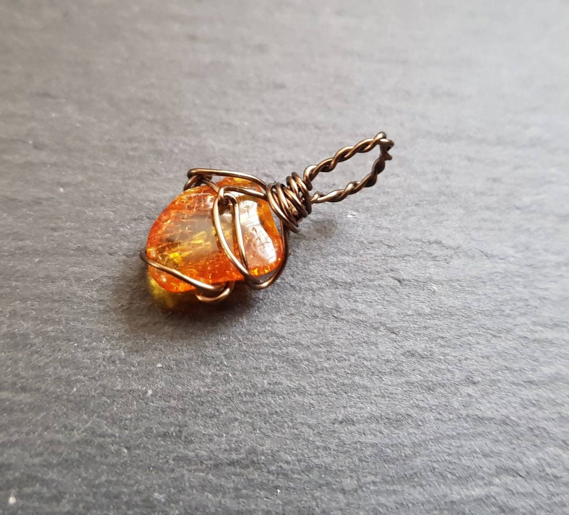 Natural Amber Pendant / Natural Amber Charm / Crystal Pendant Etsy