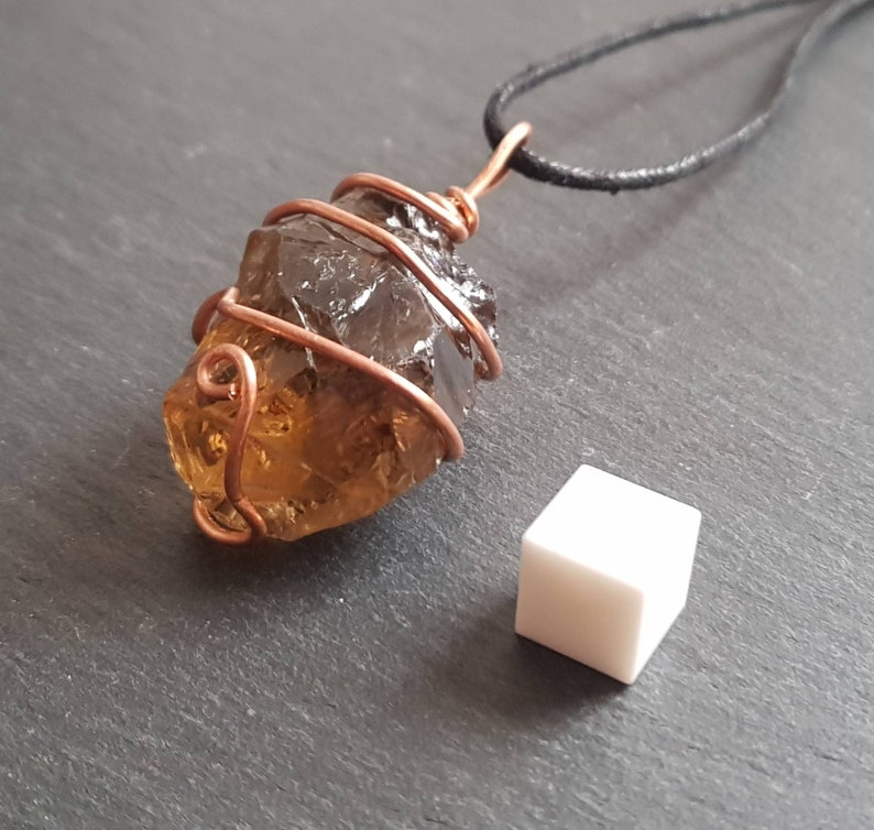 Natural Smoky Citrine Necklace Unheated Untreaded Citrine Pendant Rough Smoky Citrine Crystal Necklace Rare Gemstone
