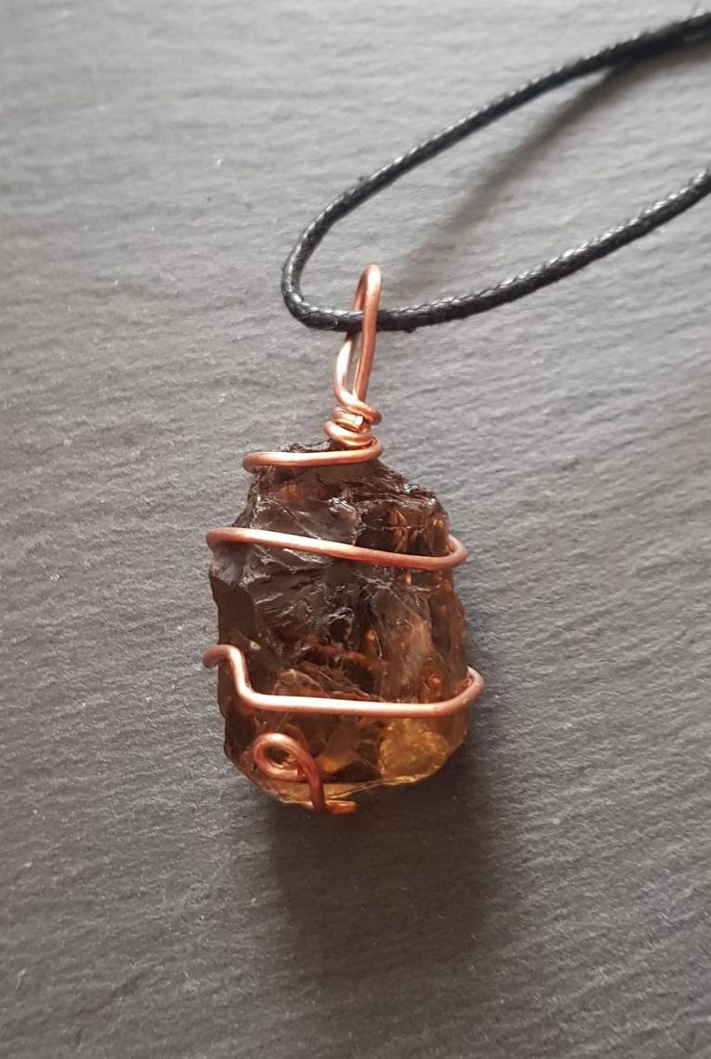 Natural Smoky Citrine Necklace Unheated Untreaded Citrine Pendant Rough Smoky Citrine Crystal Necklace Rare Gemstone