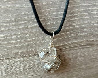 Herkimer diamanthalsband / naturlig Herkimer diamant 925 silverhänge / helande kristallspetshalsband / ädelstenshalsband gåva
