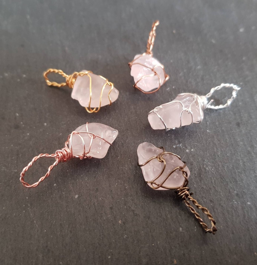 Natural Rose Quartz Pendant / Rose Quartz Charm / Crystal Pendant