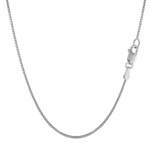 14K Solid White Gold Box Link Chain / Necklace 0.6mm Thin Dainty High Polished Pendant / Charm Chain All Sizes 13'' - 24'' Inches Gift