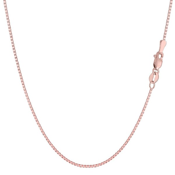 14K Solid Rose Gold Box Link Chain / Necklace 0.6mm Thin Dainty High Polished Pendant / Charm Chain All Sizes 13'' - 24'' Inches Gift