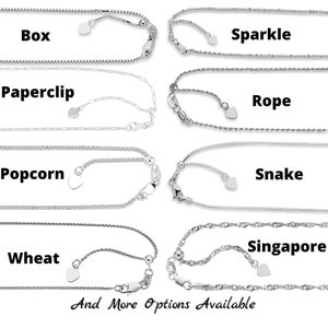 14K Solid White Gold Adjustable Necklaces, Box, Cable, Paperclip, Wheat, Popcorn, Snake, Sparkle, Singapore, Rope, Up To 22&quot; Or 30&quot; Inches