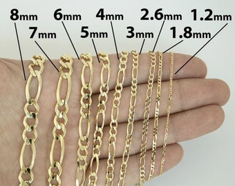 14k Gold over 925 Sterling Silver Figaro Mens Boys Chain Necklace All Sizes 14k Gold over 925 Sterling Silver Figaro Mens Boys Chain Necklace All Sizes