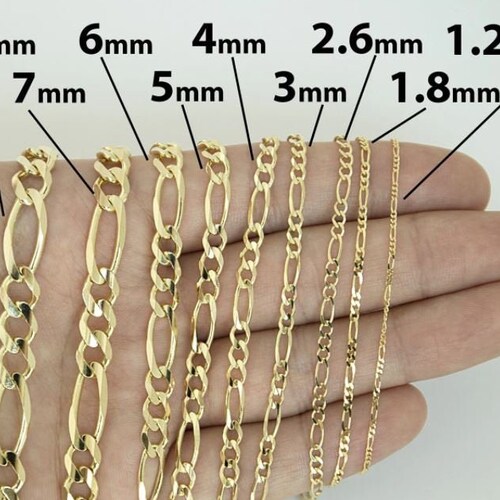 14K Solid Yellow Gold Figaro Link 