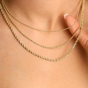 10K Solid Gold Rope Necklace, 10K Yellow Real Gold Rope Chain, Ladies Gold Chain, 10K Man Gold Chain, Solid Gold Chain, Pendant Charm Chain