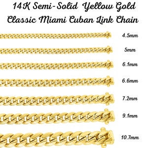 14K Echtgold Miami kubanische Gliederkette Halskette, Lite Gold Cuban Echt 14K Gelbgold, Mann Gold Kette, Damen Gold Kette, 14K Gold Cuban