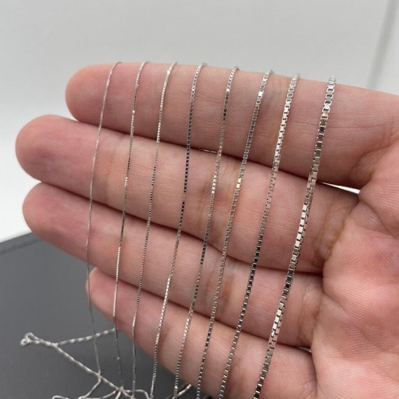 Buy 14K Solid White Gold Box Link Chain Necklace Thin Dainty