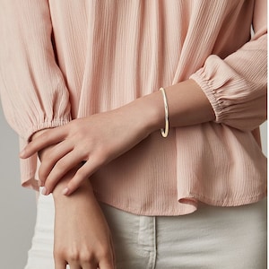 14K Yellow Gold Plain Stackable Slip On Bangle / Bracelet 8&#39;&#39; Inches Best Selling Friendship Bracelet, Stackable, Layered Bracelet, Gift