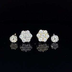 14K Gold Plated 925 Sterling Silver Cluster Flower Screw Back Stud Earrings, Flower Set Cluster Studs, Gift, Dainty Earrings, Stackable Stud