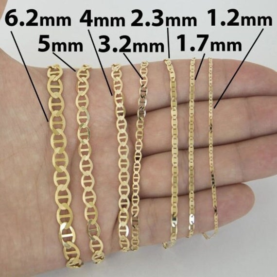 Solid 14K Yellow Gold Mariner Link Bracelet, Thick Gold Chain