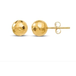 14K Gold Diamond Cut Ball Stud Earrings, Sparkle Ball Studs, Faceted Cut Studs, Ball Stud Earrings, Fancy Studs