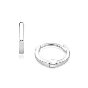 14K Solid Weiß Gold Leichte Huggie Ohrringe, Ohrläppchen, Oberlappen, Conch, Knorpel Ohrringe Gold Einfache Huggies, Minimalist Hoop Gold