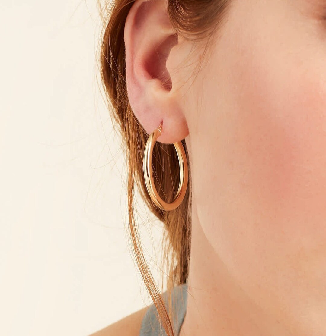 14K Solid Gold Hoop Earrings Sizes 15mm 20mm 25mm 30mm 40mm - Etsy