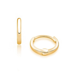 14K Solid Gold Lightweight Huggie Earrings, Earlobe, Upperlobe, Conch, Cartilage Earrings Gold Simple Huggies, Minimalist Hoop Gold Earrings