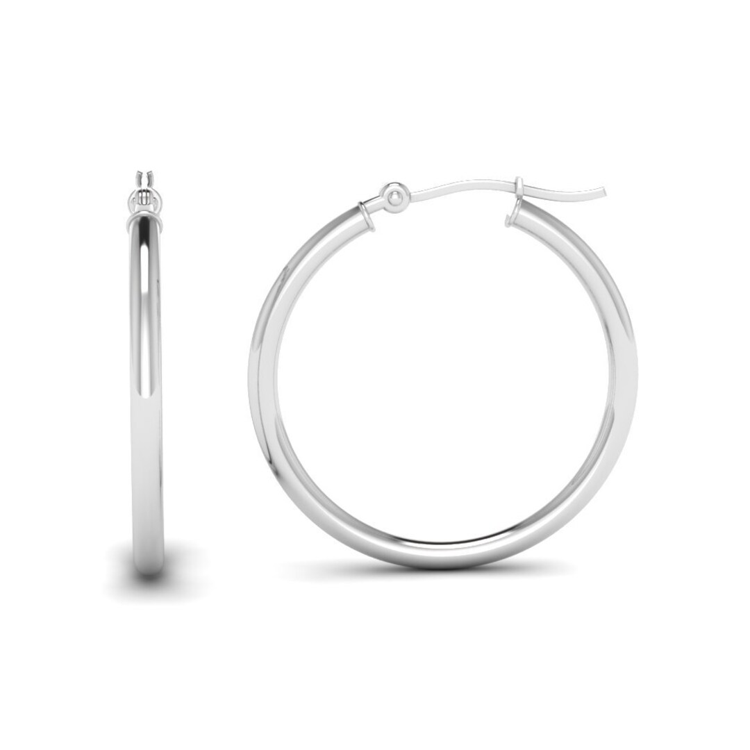 White gold hoop earrings 50mm deals