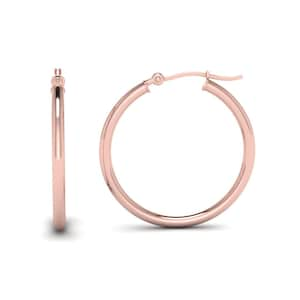 14K Solid Rose Gold Hoop Earrings, Sizes 15mm 20mm 25mm 30mm 40mm 45mm 50mm, 2mm Thick, Classic Hoop Earrings, 14K Gold Hoops, Women, Gift