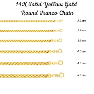 Genuine 14K Solid Gold Palm Wheat Franco Chain, Durable Chain, Real 14K Yellow Gold Square Wheat Necklace, Gift For Her, Gift For Him, Gold