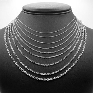 14K Solid White Gold Cable Link Chain / Necklace Thin Dainty Necklace, Layered Stackable necklace, Minimalist Look, Everyday Gold Chain