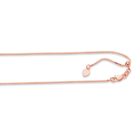 3 14k 1.2mm ADJUSTABLE Box Rose Gold Lobster Clasp Necklace Chain