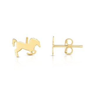 14k Solid Gold Tiny Horseshoe Stud Earrings, Horse Stud Earrings, Equestrian Jewelry Horse Jewelry Horse Lover Gift Dressage Animal Earrings