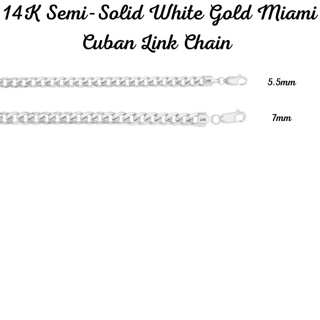 14K Solid Miami Cuban Link Chain Real Gold Necklace, Lite Gold Cuban