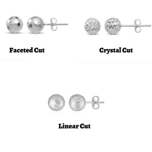 14K Gold Diamond Cut Ball Stud Earrings, Sparkle Ball Studs, Faceted Cut Studs, Crystal Cut, Linear Cut, Ball Stud Earrings