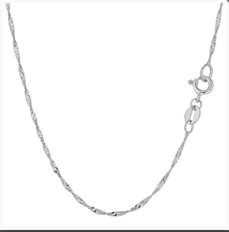 14K White Gold Diamond Cut Singapore Chain Necklace 0.8mm Thin Etsy