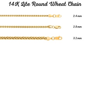14K Genuine Gold Palm Wheat Foxtail Chain, Durable 14K Gold Chain, Real 14K Yellow Gold Square Wheat Chain Necklace, Gift For Her Or Him