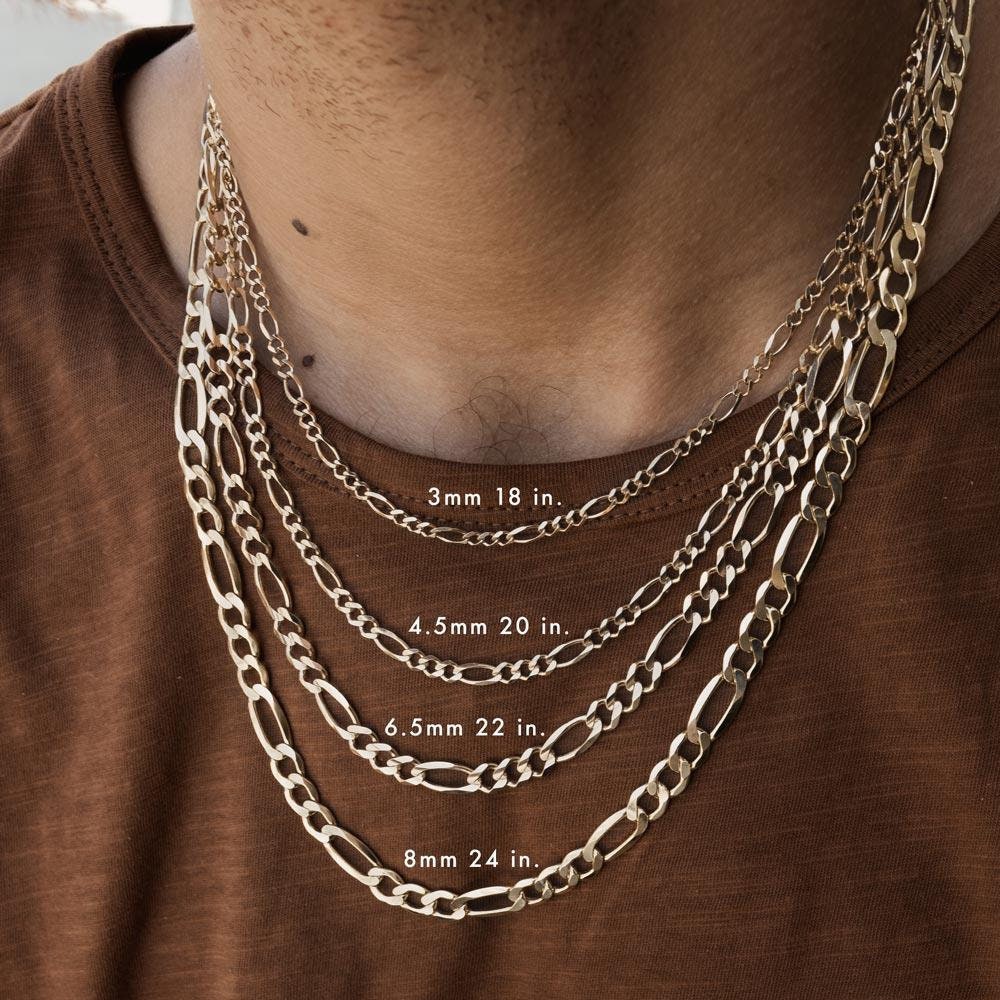 Mens white gold figaro best sale necklace