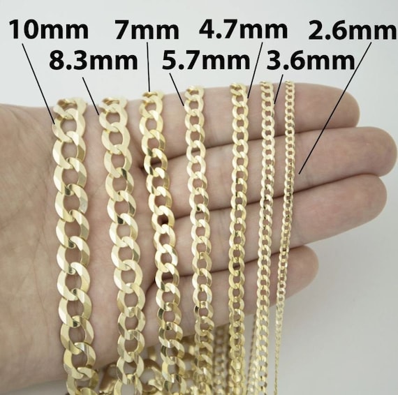 14k Solid Yellow Gold Cuban Curb Link Necklace Chain 16" 2.6mm 