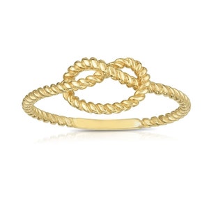 14K Solid Gold Stacking Knot Ring, Gold Rope Knot Ring, Minimalist Stackable Rings, Delicate Ring, Dainty, Smooth Polish & Shiny Finish Gift