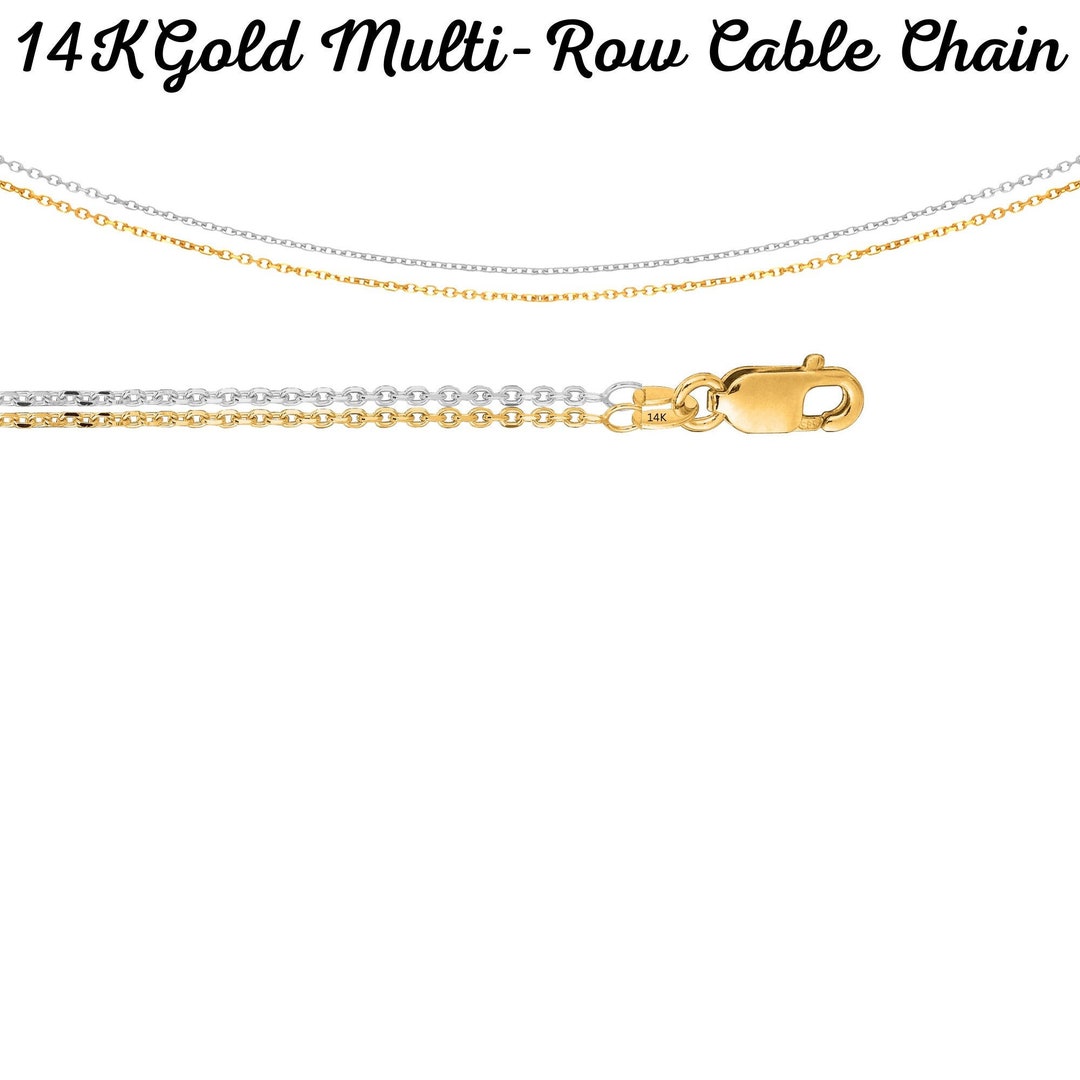 Solid 14K Gold Double Cable Chain, Diamond Cut Genuine 14K Gold Cable