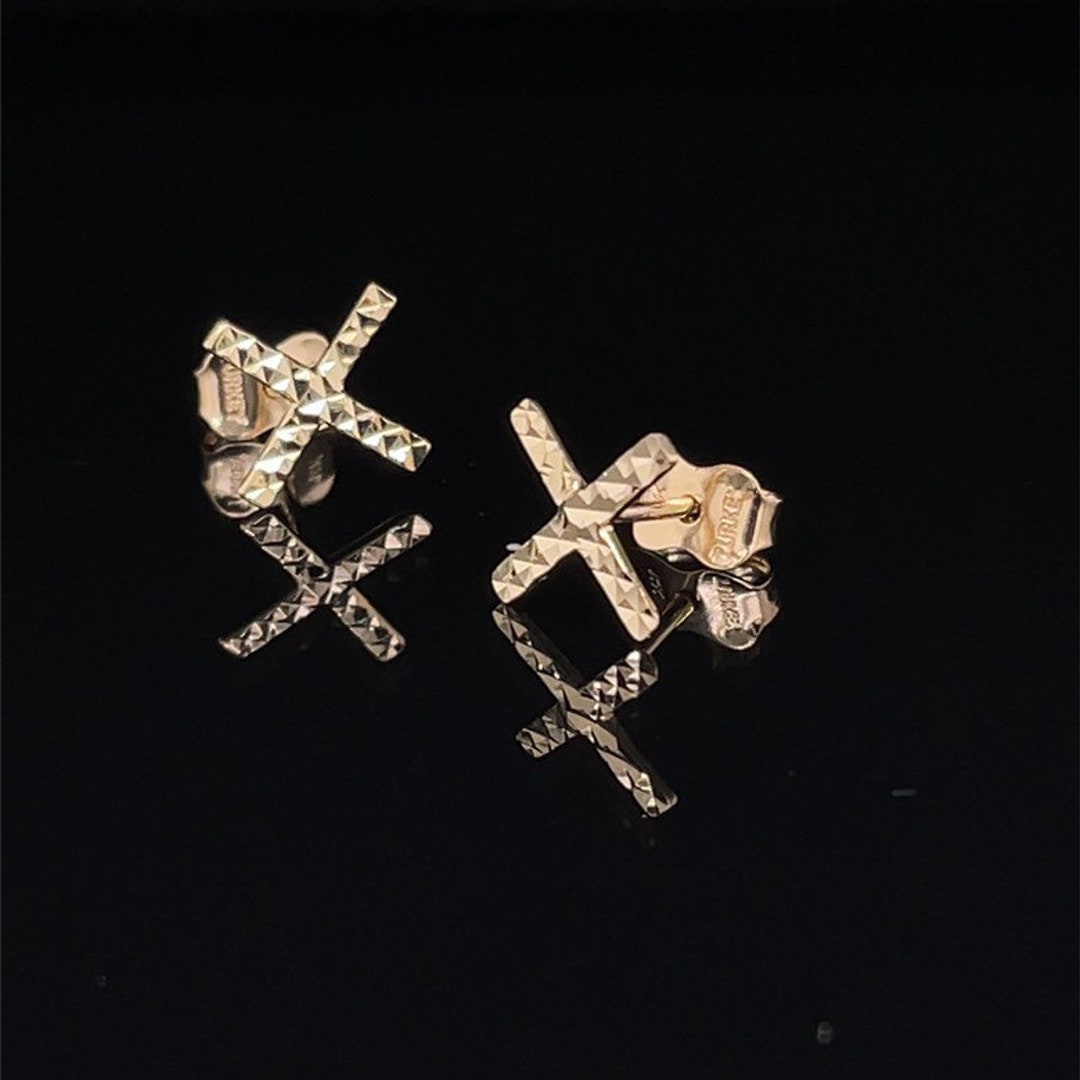 Gold x stud earrings deals