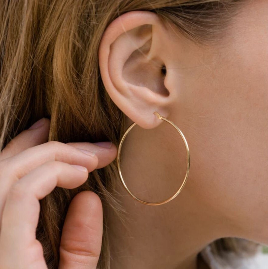 Glossy long drop Women Earrings 585 Rose Gold Metal Flower Girl