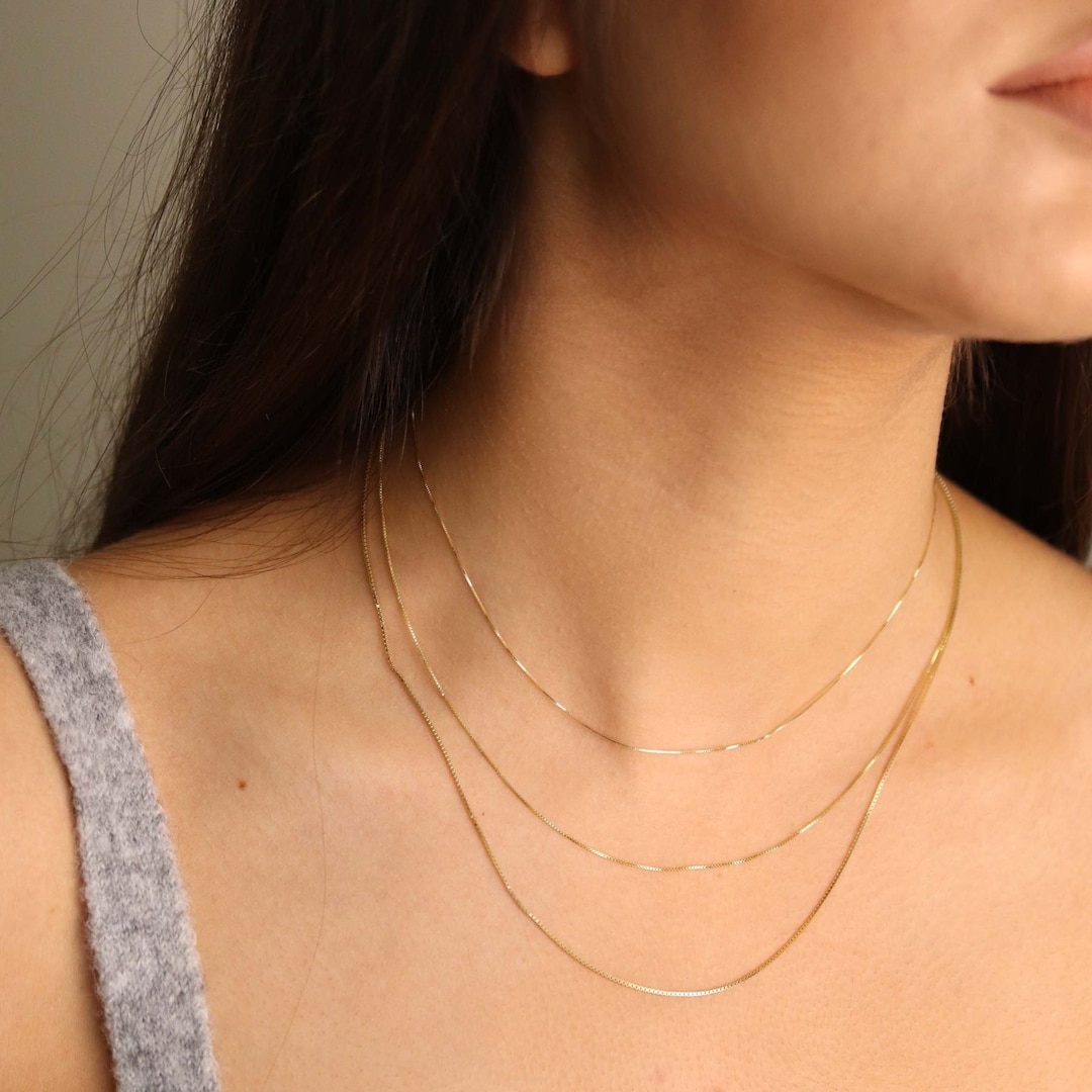 14K Gold Ball Bead Chain Necklace, Thin Dainty Necklace, Stackable Necklace,  Minimalist Look, Everyday Chain, Over 925 Sterling Silver, GIFT 
