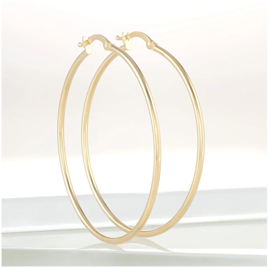 14K Solid Gold Hoop Earrings, Sizes 25mm 30mm 40mm 45mm, 1.5mm Thick,  Classic Hoop Earrings, 14K Gold Hoops, Classic Shiny Finish, Gift - Etsy