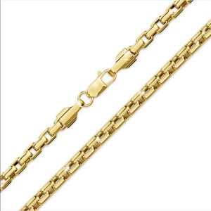 14K Yellow Gold Round Box Link Chain Necklace
