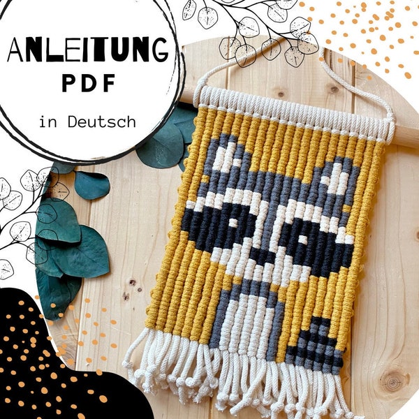 DIY macrame instructions in German • Wall hanging raccoon make yourself • Macrame wall hanging DIY • Gift for birth DIY