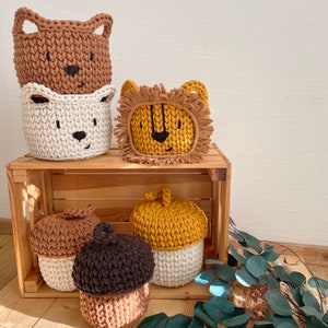 Häkelkorb Bär Aufbewahrungskorb Kinderzimmer Teddybär Kinderzimmerdeko Babyzimmer Deko Bild 6