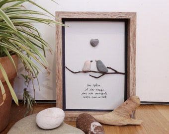 Picture, Stone Picture, Birds, Happiness, Pebble Art, Wall Decoration, Gift