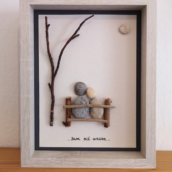 Bilder Steinbild, Paar, Liebe, Pebble Art, Wanddeko, Geschenk, Hochzeitsgeschenk