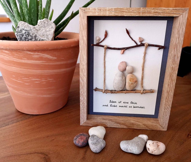 Pictures, Stone Picture, Couple, Love, Pebble Art, Wall Decoration, Gift, Wedding Gift, Travel image 1