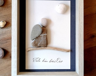 Picture, stone painting, angel, pebble art, wall decoration, gift