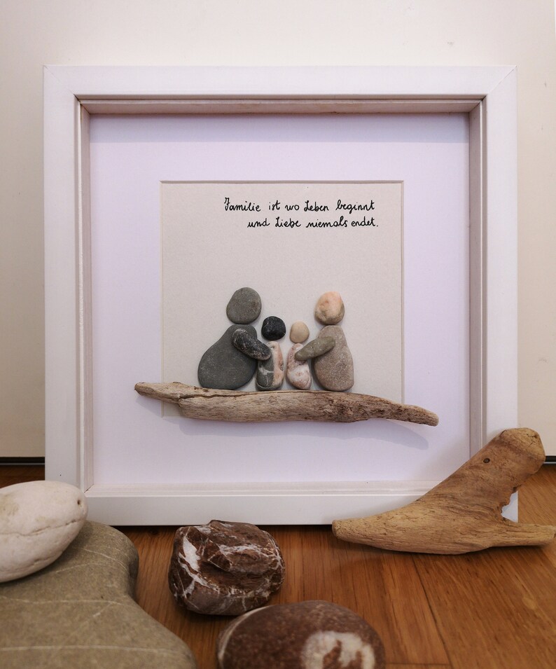 Bilder Steinbild Familie Liebe Pebble Art Wanddeko Etsy