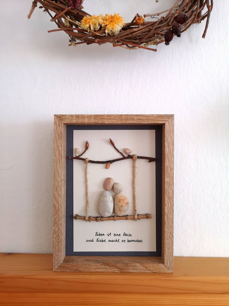 Bilder, Steinbild, Paar, Liebe, Pebble Art, Wanddeko, Geschenk, Hochzeitsgeschenk, Reise Bild 2