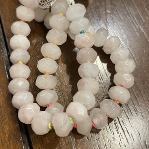 8mm Rose Quartz Faceted with Tie Dyed Silk Candy Necklace