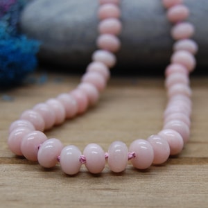 8mm Pink Opal Candy Necklace--Pink Silk