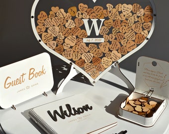 Heart Wedding Guest Book, Custom Guest Book Alternative (White), Wedding Sign, Rustic Wedding Decor, 2b1 Wedding